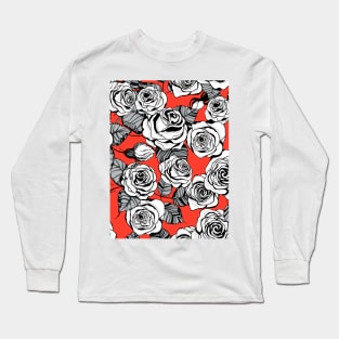 White roses pattern Long Sleeve T-Shirt